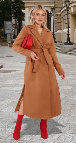 Кашемировое пальто с разрезами