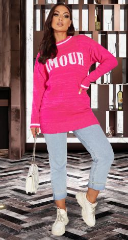 Свитер туника с надписью