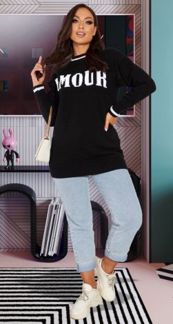 Свитер туника с надписью