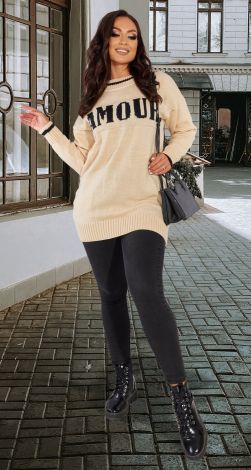 Свитер туника с надписью