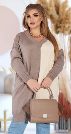 Two-tone long sweater