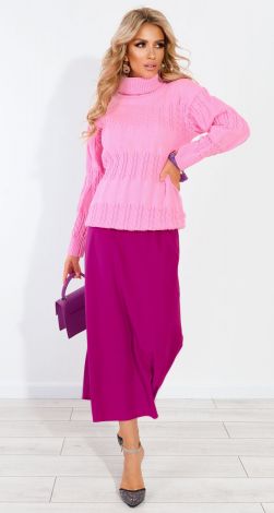 Удлиненный свитер с косами