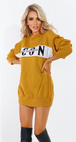 Свитер туника с надписью