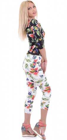 Bright suit with flowers