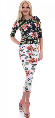 Bright suit with flowers