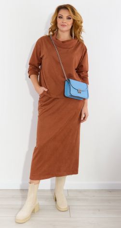 Костюм з замші із спідницею