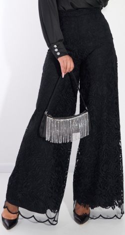 Dressy trousers made of embroidered fabric