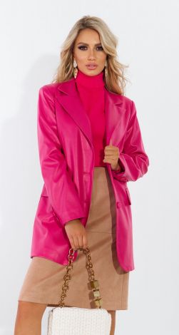 Подовжений шкіряний піджак