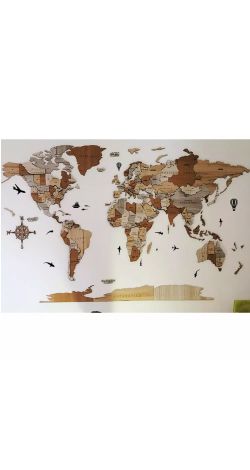 3D Wooden World Map