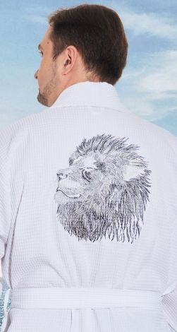 Мужской вафельный халат с вышивкой полезный подарок