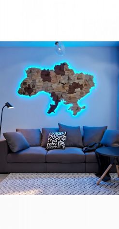 3D дерев'яна карта України з підсвіткою