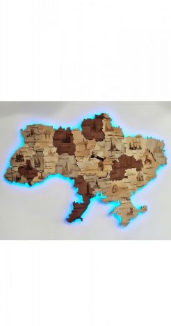 3D дерев'яна карта України з підсвіткою