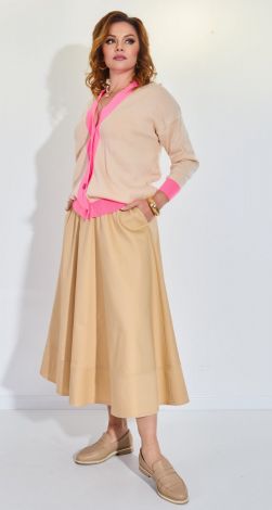 Модный двухцветный кардиган на пуговицах большой размер