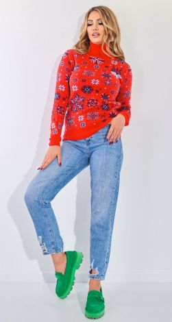 Свитер трезуб снежинки