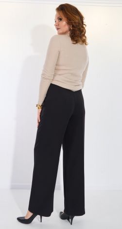 Прямые черные брюки с клапанами