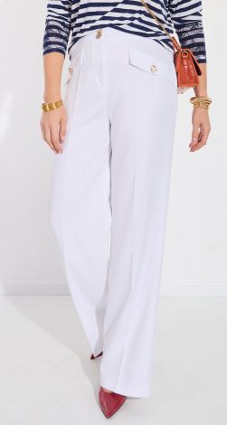 Прямые білі брюки с клапанами