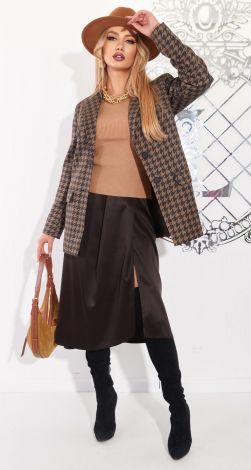 Коричнева спідниця із щільного атласу