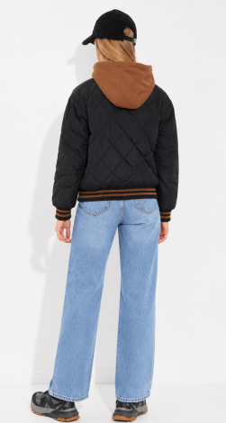 Teenage black bomber windbreaker jacket for girls - Image 4