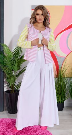 Wide light trousers with pleats