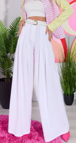 Wide light trousers with pleats