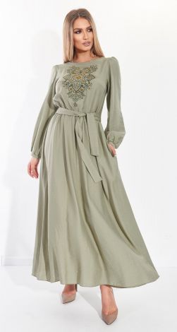 Льняное платье с вышивкой