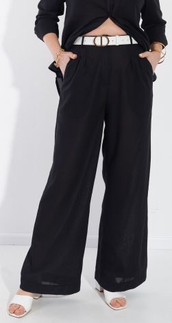 Чорні штани з льону
