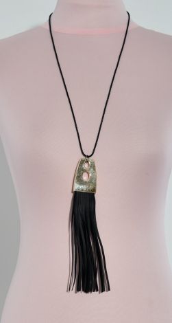 Necklace with leather pendant