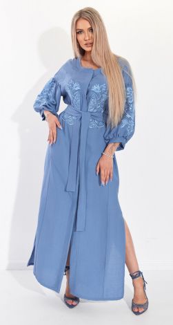 Льняное платье с вышивкой