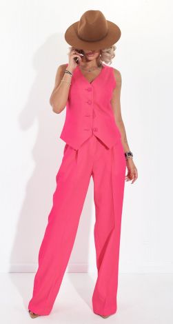 Лляний брючний костюм з жилетом