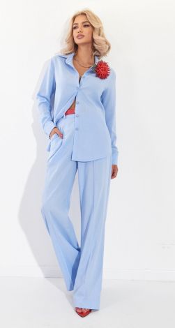 Лляний брючний костюм із сорочкою