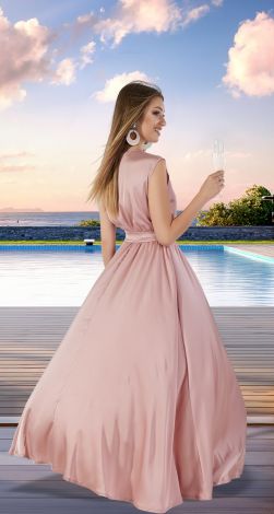 Длинное шёлковое платье на запах 