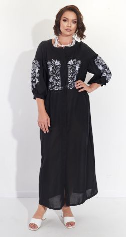 Стильное льняное платье с украинской вышивкой