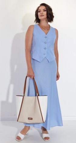 Лляний костюм із жилеткою