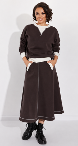 Women's Cinnamon Suit: Loose Sweatshirt and Skirt with Pockets