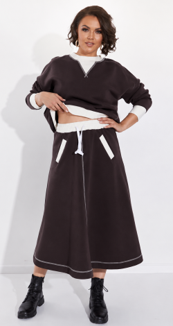 Women's Cinnamon Suit: Loose Sweatshirt and Skirt with Pockets - Image 8