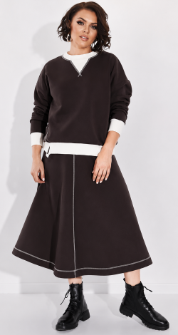 Women's Cinnamon Suit: Loose Sweatshirt and Skirt with Pockets - Image 7