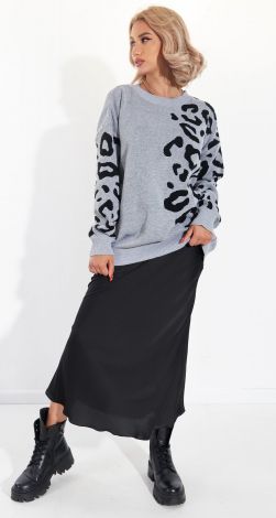 Модный леопардовый свитер оверсайз