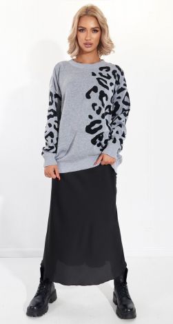 Модный леопардовый свитер оверсайз