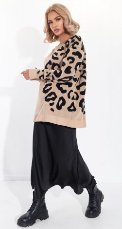 Модный леопардовый свитер оверсайз
