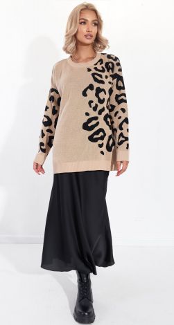 Модный леопардовый свитер оверсайз