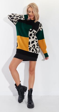 Свитер леопардовый свободного силуэта