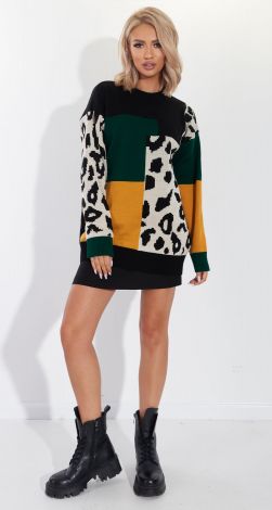 Свитер леопардовый свободного силуэта