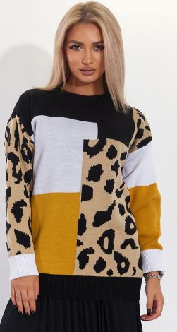 Свитер леопардовый свободного силуэта