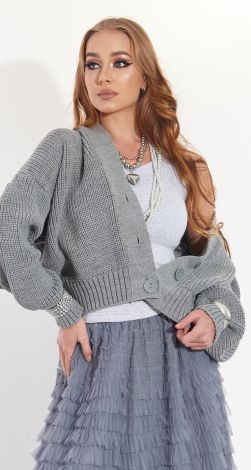 Короткий кардиган крупной вязки