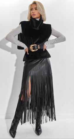 Fashionable eco leather skirt