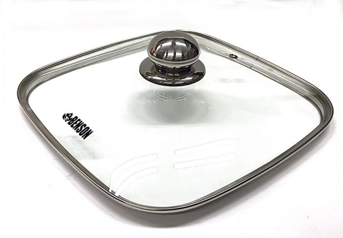 Крышка стеклянная квадратная с ручкой 22см BN-995