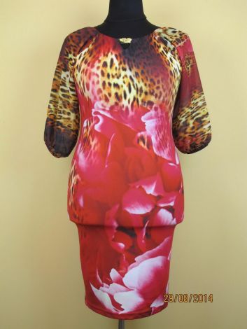 Платье  пион коралл