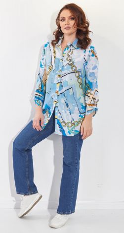 Вільна блуза з принтом у морській тематиці