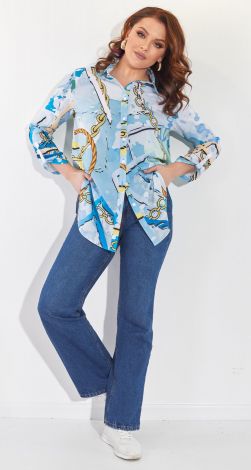 Вільна блуза з принтом у морській тематиці