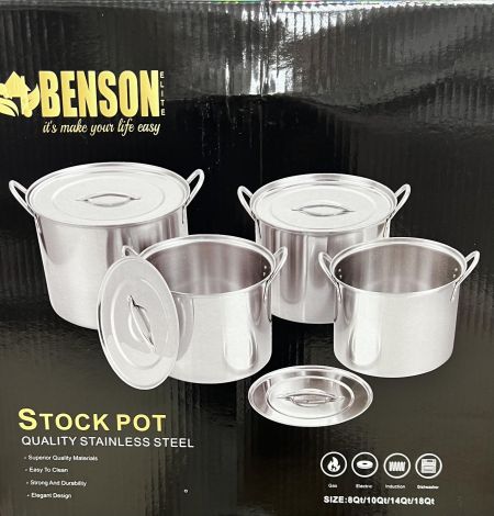 Набор посуды нержавейка BN-289  (Stock Pot) 8пр 7,5л,9,5л,13л,17л 